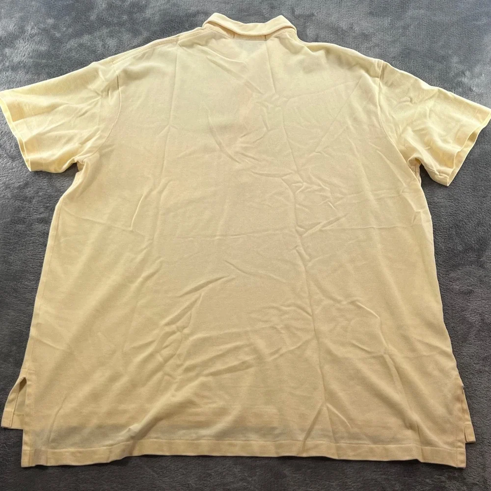 Ralph Lauren Mens Big M Polo Shirt Yellow Cotton Pique Button Down Collar Pocket